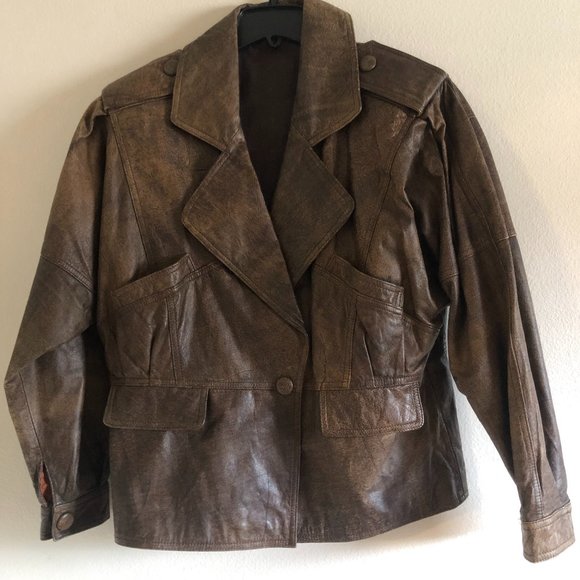 Jackets & Blazers - Genuine leather woman's brown jacket size L